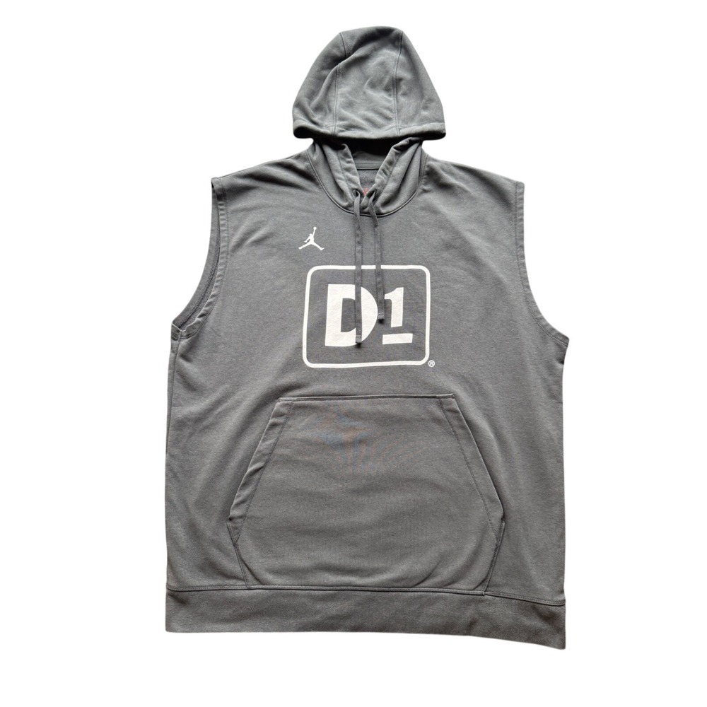Jordan Mens D1 Sleeveless Hoodie Grey Dri-FIT Jumpman Training Vest XL